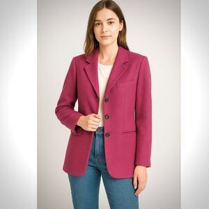 Vintage Clifford & Wills Wool Blazer Womens Sz 6 Pink Magenta Classic Tailored